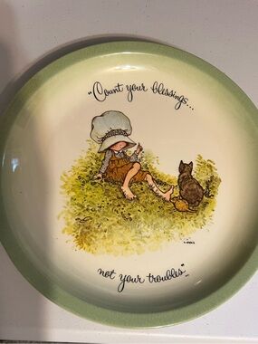Count Your Blessings Ceramic Wall Plate - Green Accent